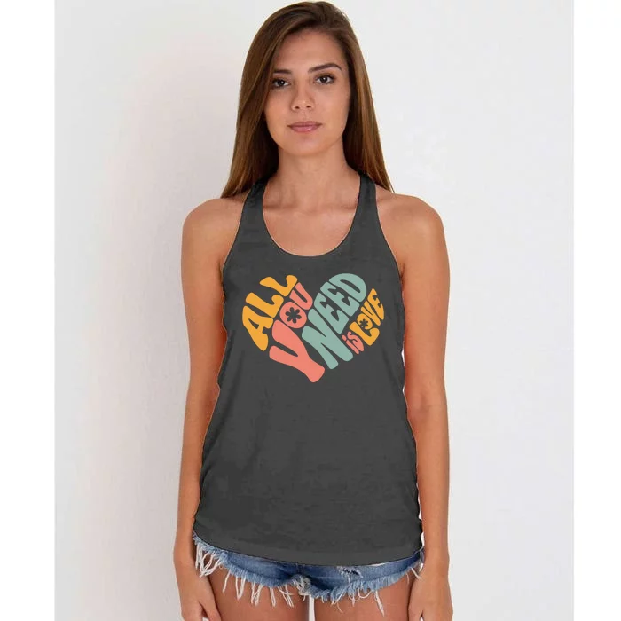 All You Need Is Love Heart Women's Knotted Racerback Tank