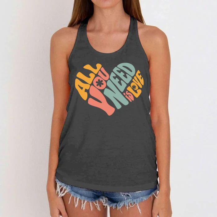 All You Need Is Love Heart Women's Knotted Racerback Tank