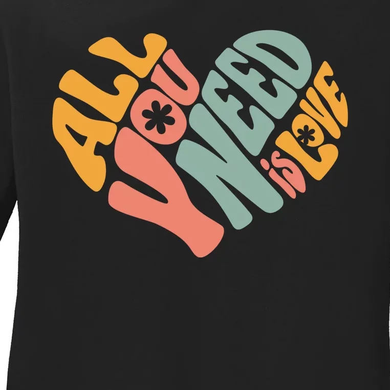 All You Need Is Love Heart Ladies Long Sleeve Shirt