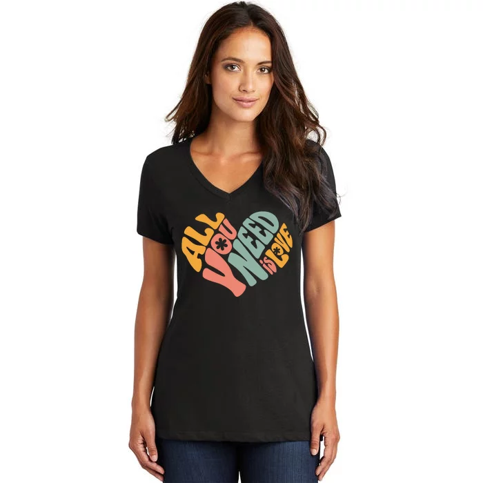 All You Need Is Love Heart Women's V-Neck T-Shirt