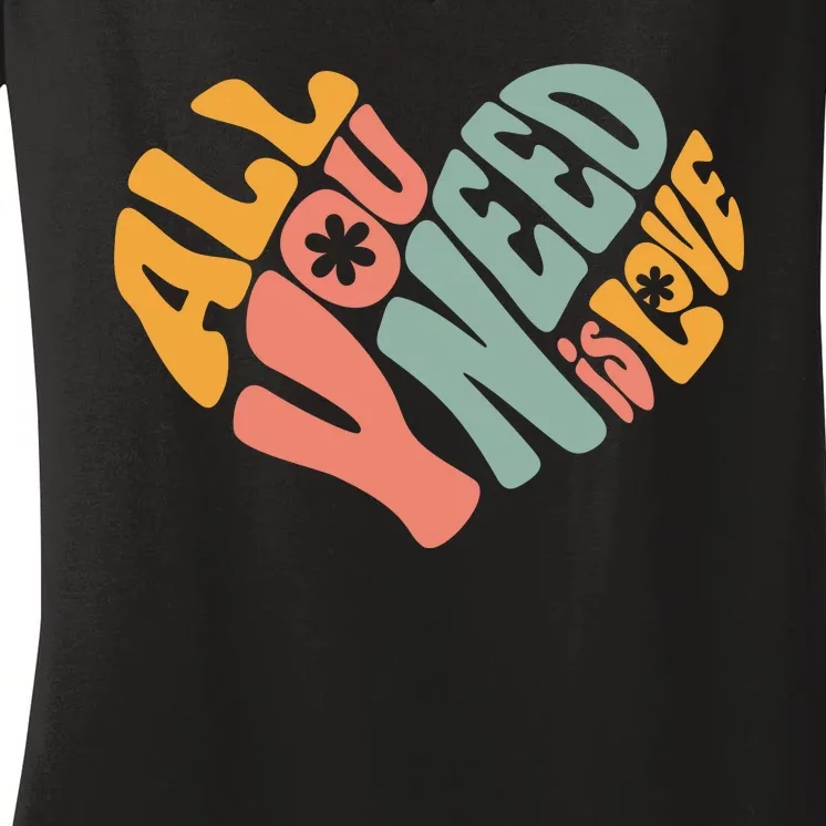 All You Need Is Love Heart Women's V-Neck T-Shirt