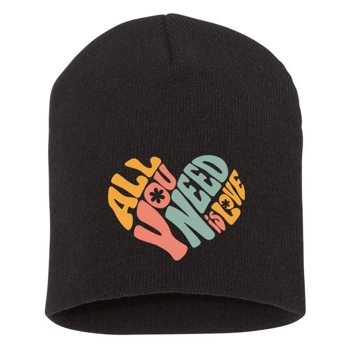 All You Need Is Love Heart Short Acrylic Beanie