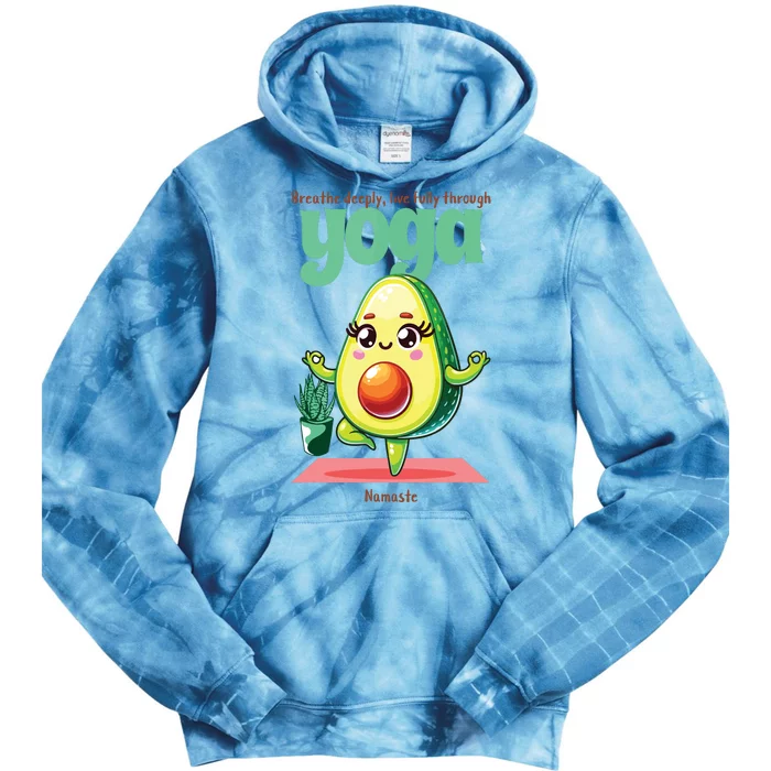 Avocado Yoga Namaste Cute Kawaii Fitness Healthy Food Tie Dye Hoodie