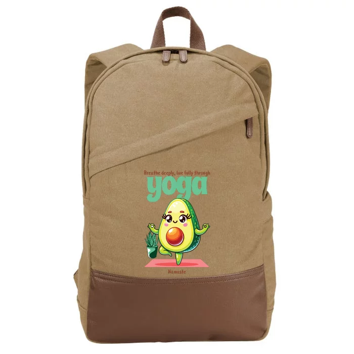 Avocado Yoga Namaste Cute Kawaii Fitness Healthy Food Cotton Canvas Backpack