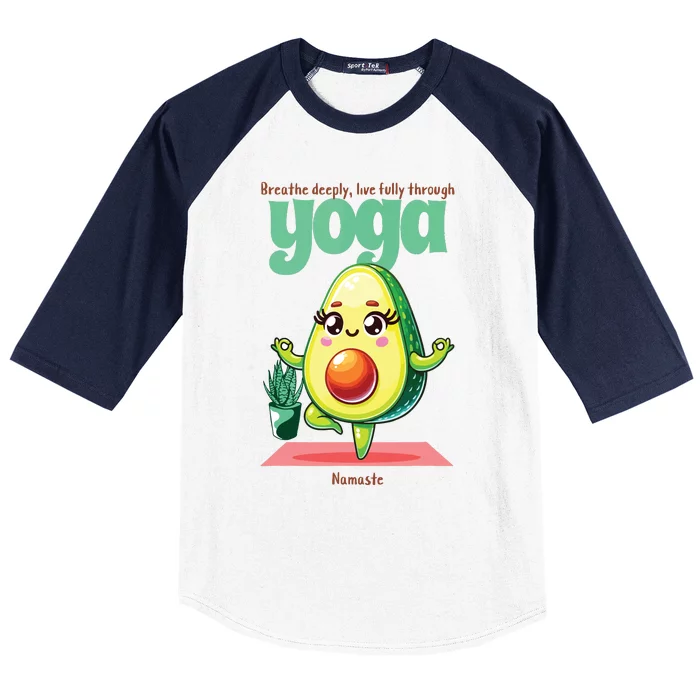 Avocado Yoga Namaste Cute Kawaii Fitness Healthy Food Baseball Sleeve Shirt