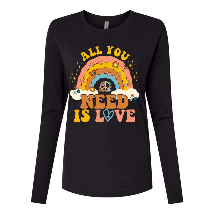 All You Need Is Love Hippie Rainbow Peace Womens Cotton Relaxed Long Sleeve T-Shirt