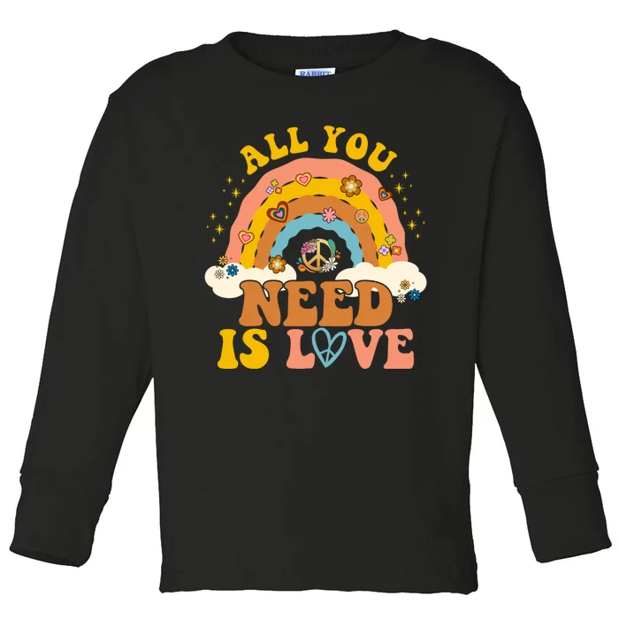 All You Need Is Love Hippie Rainbow Peace Toddler Long Sleeve Shirt