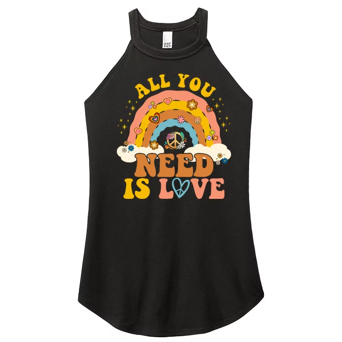 All You Need Is Love Hippie Rainbow Peace Women’s Perfect Tri Rocker Tank