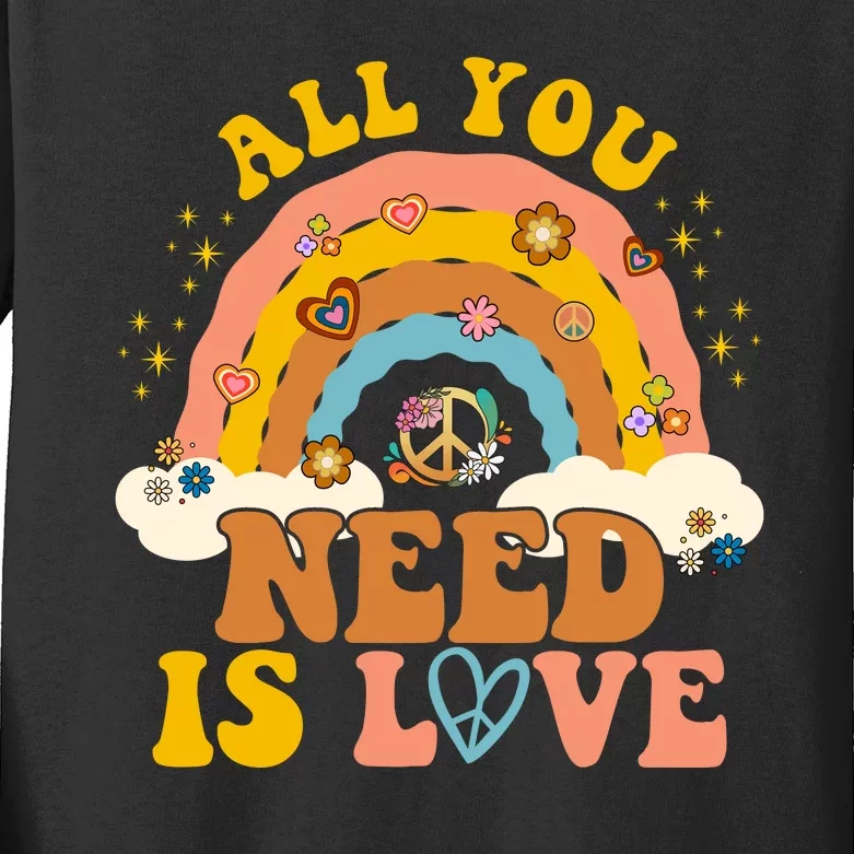 All You Need Is Love Hippie Rainbow Peace Kids Long Sleeve Shirt