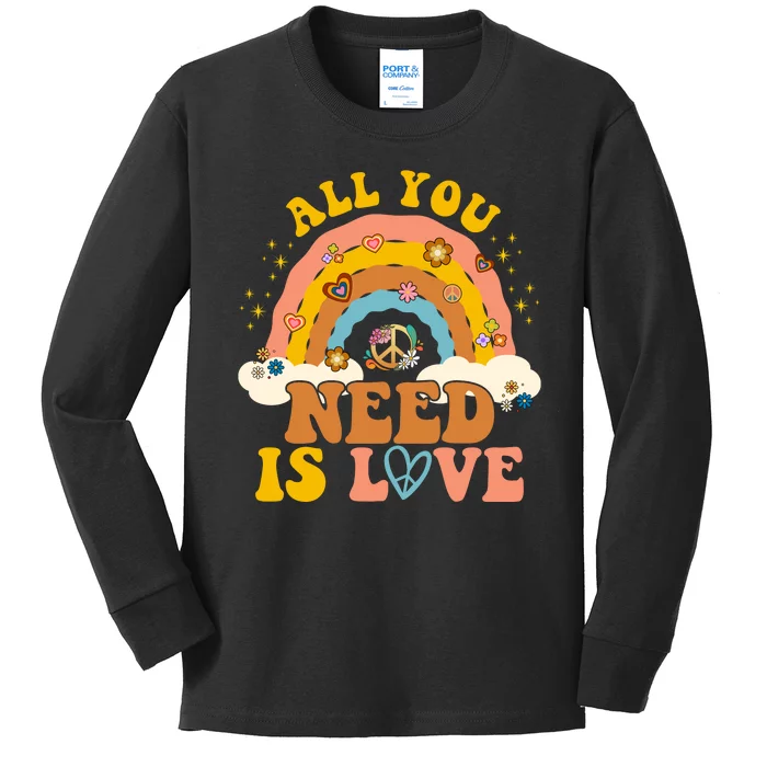 All You Need Is Love Hippie Rainbow Peace Kids Long Sleeve Shirt