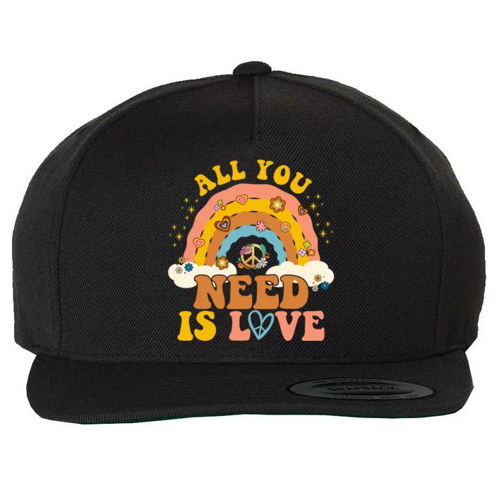 All You Need Is Love Hippie Rainbow Peace Wool Snapback Cap