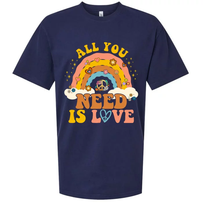 All You Need Is Love Hippie Rainbow Peace Sueded Cloud Jersey T-Shirt