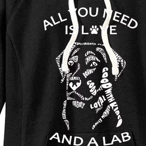 All You Need Is Love And A Labrador Black Labrador Caligram Women's Fleece Hoodie