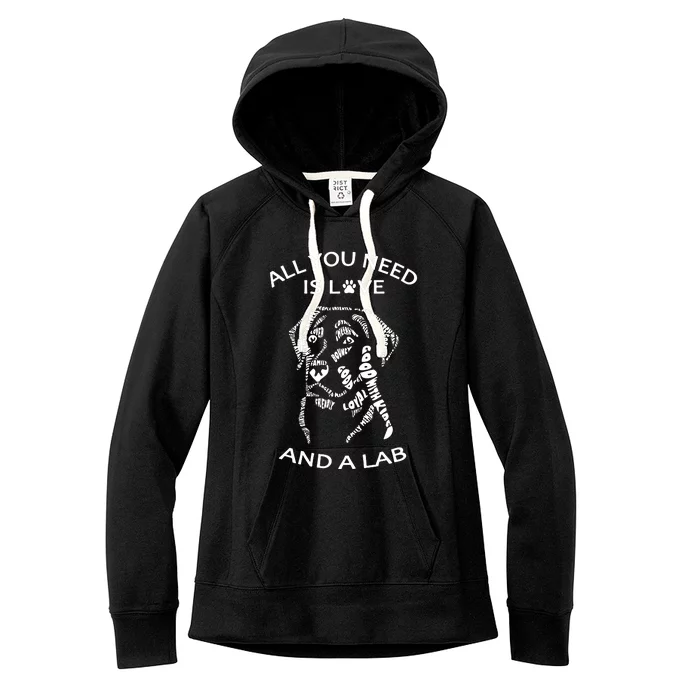 All You Need Is Love And A Labrador Black Labrador Caligram Women's Fleece Hoodie