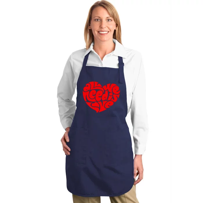 All You Need Is Love Heart Peace Full-Length Apron With Pocket