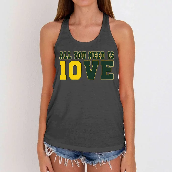 All You Need Is Love Green Bay Gift Women's Knotted Racerback Tank