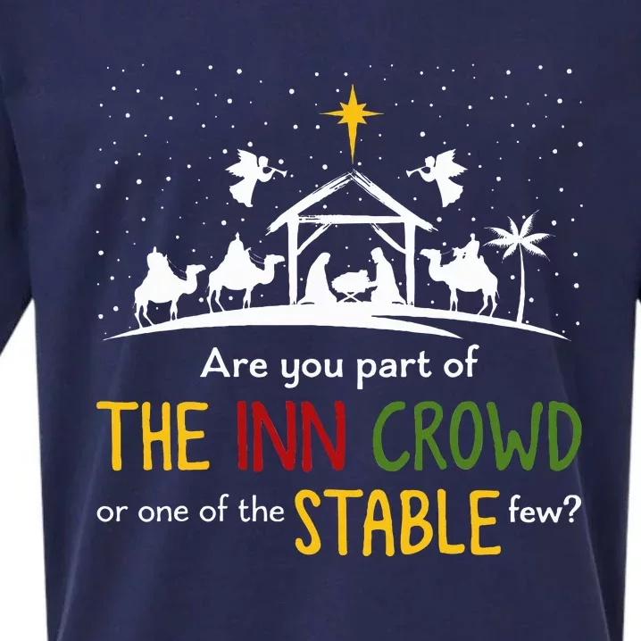 Are You Part Of Inn Crowd Or Stable Few Christmas Nativity Sueded Cloud Jersey T-Shirt