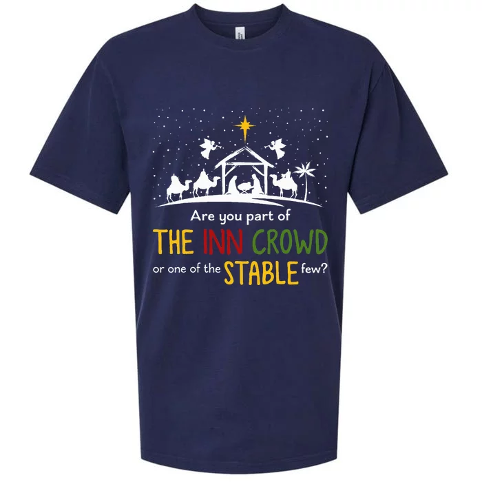 Are You Part Of Inn Crowd Or Stable Few Christmas Nativity Sueded Cloud Jersey T-Shirt