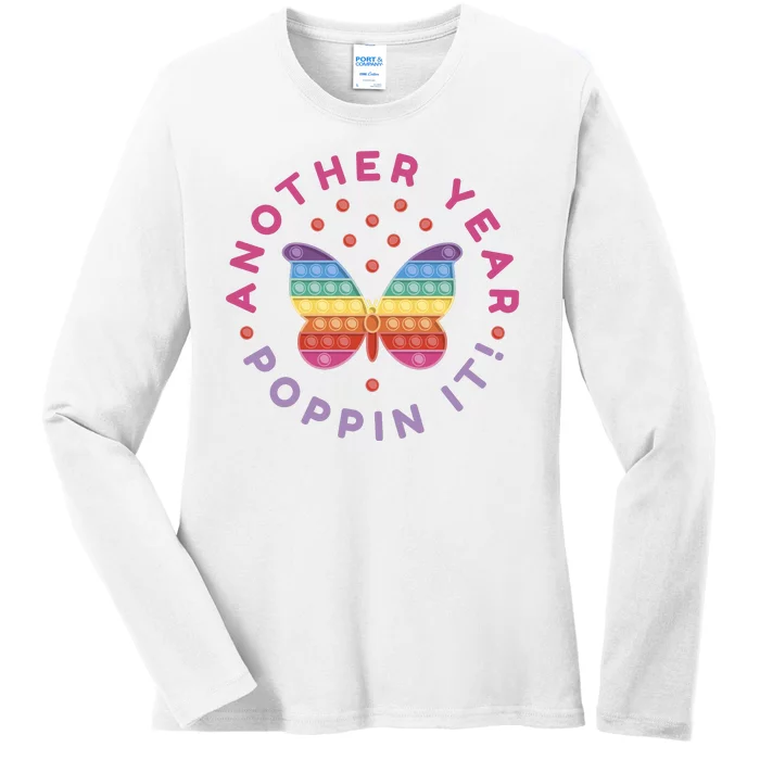 Another Year Poppin It Butterfly Push Pop Ladies Long Sleeve Shirt