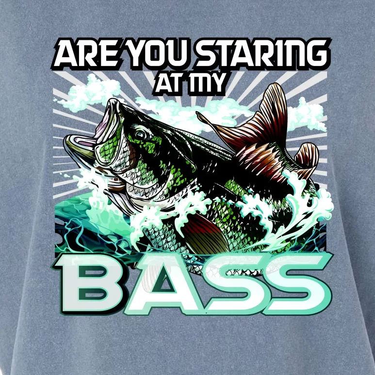 Are You Staring At My Bass Funny Fishing Garment-Dyed Women's Muscle Tee