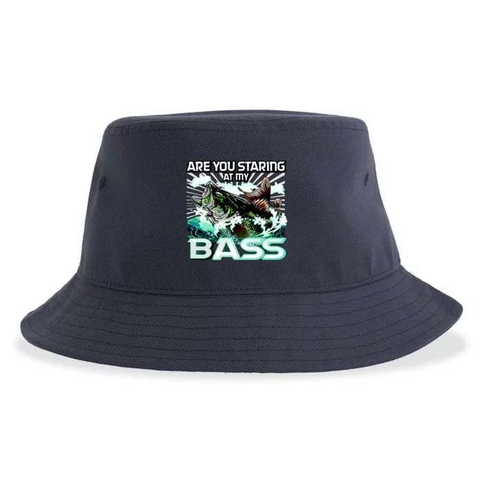 Are You Staring At My Bass Funny Fishing Sustainable Bucket Hat