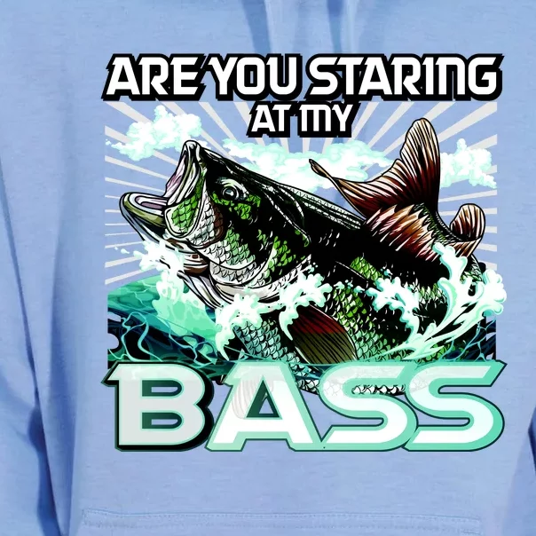 Are You Staring At My Bass Funny Fishing Unisex Surf Hoodie