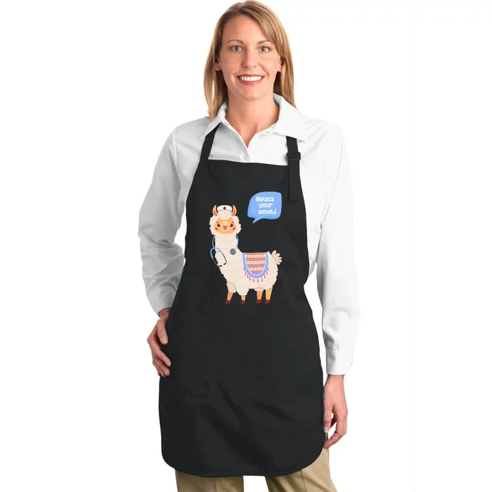 Alpaca Your Wound Cute Llama Wound Care Nurse Gift Full-Length Apron With Pocket