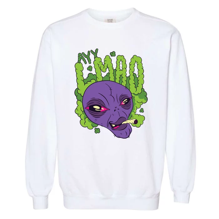 Ayy Lmao Marijuana Alien Garment-Dyed Sweatshirt