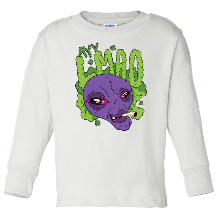 Ayy Lmao Marijuana Alien Toddler Long Sleeve Shirt