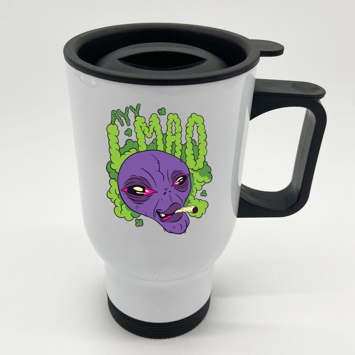 Ayy Lmao Marijuana Alien Front & Back Stainless Steel Travel Mug