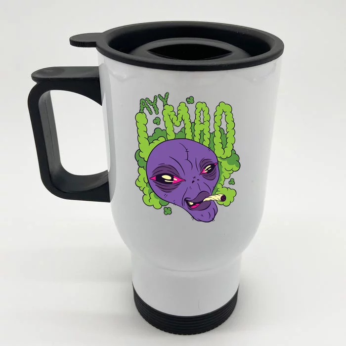 Ayy Lmao Marijuana Alien Front & Back Stainless Steel Travel Mug