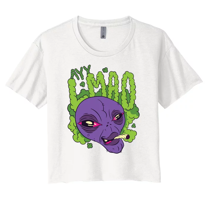 Ayy Lmao Marijuana Alien Women's Crop Top Tee