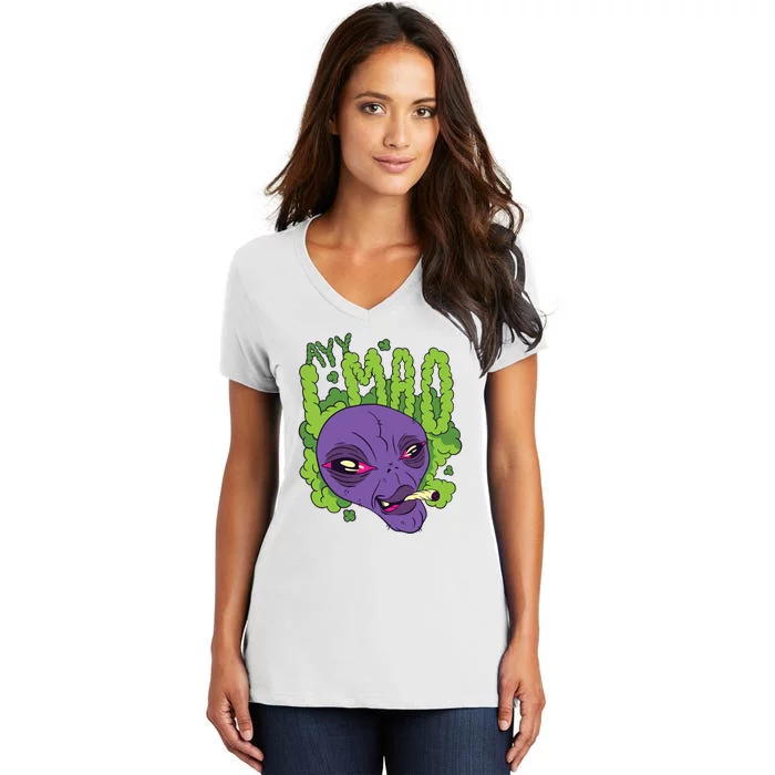 Ayy Lmao Marijuana Alien Women's V-Neck T-Shirt