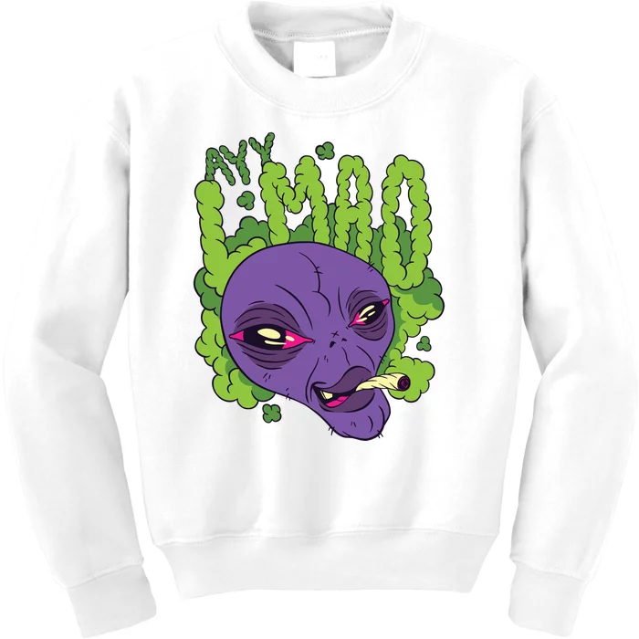 Ayy Lmao Marijuana Alien Kids Sweatshirt