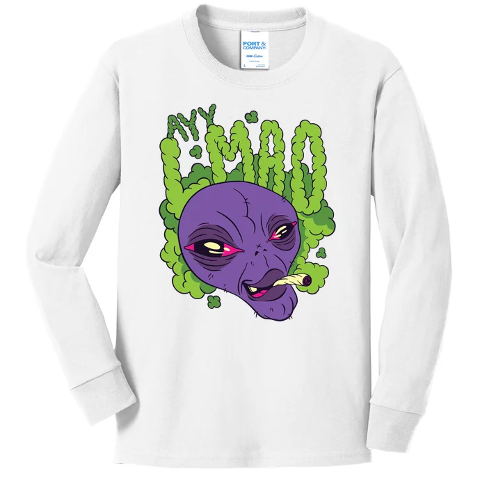 Ayy Lmao Marijuana Alien Kids Long Sleeve Shirt