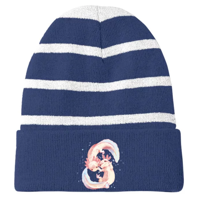 Axolotl Ying Yang Striped Beanie with Solid Band