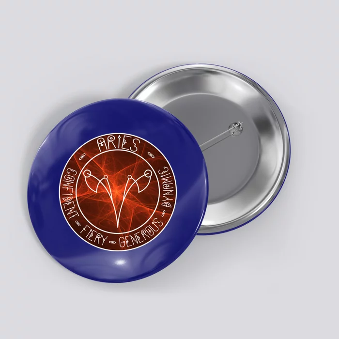 Aries Zodiac Astrology Symbol And Qualities Gift Button