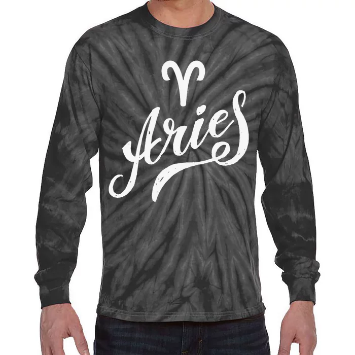 Aries Zodiac Tie-Dye Long Sleeve Shirt