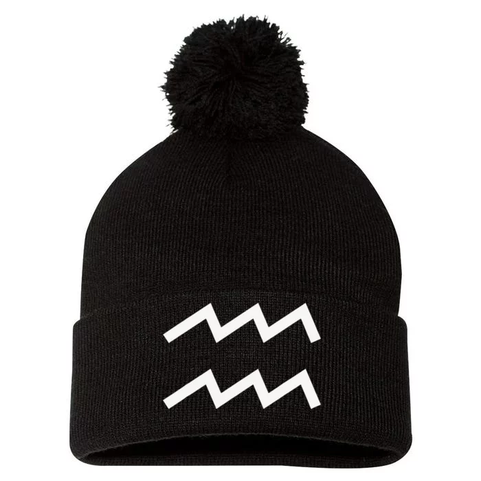 Aquarius zodiac Pom Pom 12in Knit Beanie