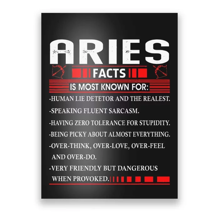 Aries Zodiac Birthday Aries Facts Gift Funny Poster