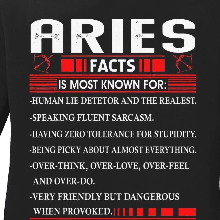 Aries Zodiac Birthday Aries Facts Gift Funny Ladies Long Sleeve Shirt