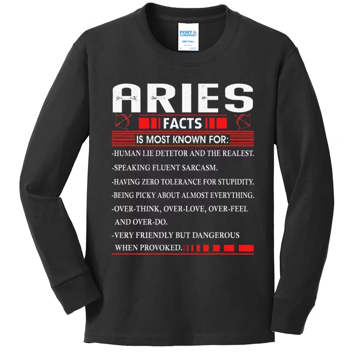 Aries Zodiac Birthday Aries Facts Gift Funny Kids Long Sleeve Shirt