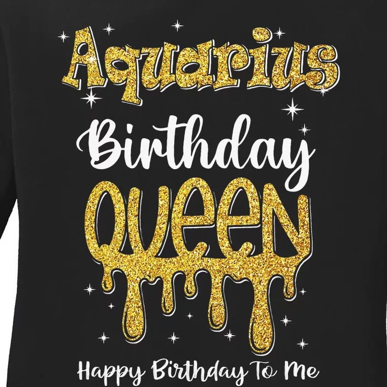 Aquarius Zodiac Birthday Queen For Wo January Ladies Long Sleeve Shirt