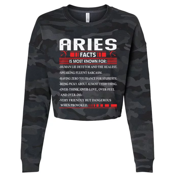 Aries Zodiac Birthday Aries Facts Gift Funny Cropped Pullover Crew