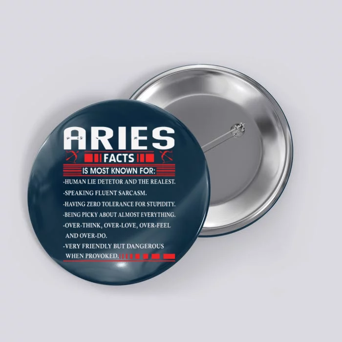 Aries Zodiac Birthday Aries Facts Gift Funny Button