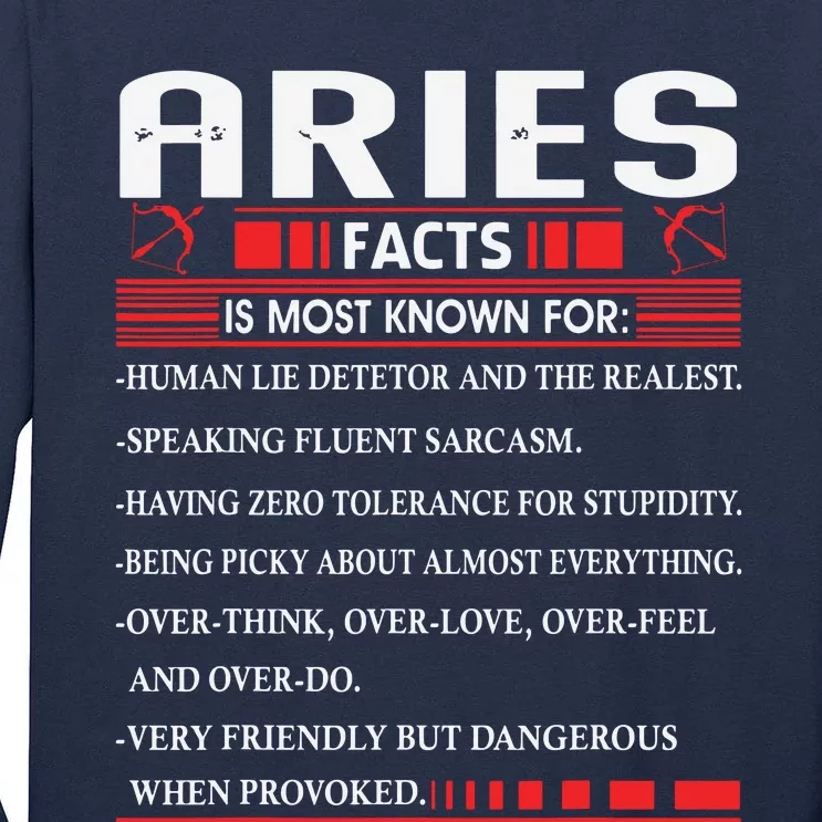 Aries Zodiac Birthday Aries Facts Gift Funny Tall Long Sleeve T-Shirt