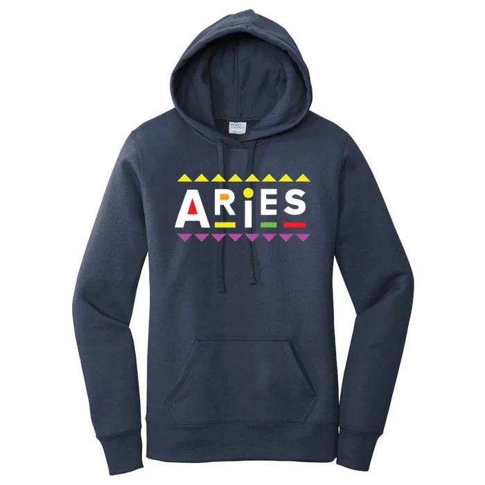 Aries Zodiac Design 90s Style Women's Pullover Hoodie