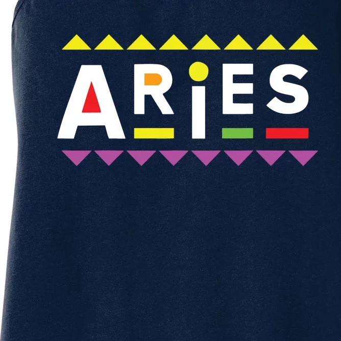 Aries Zodiac Design 90s Style Women's Racerback Tank