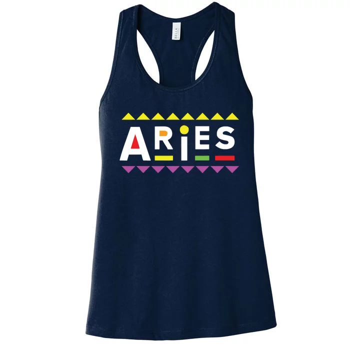 Aries Zodiac Design 90s Style Women's Racerback Tank