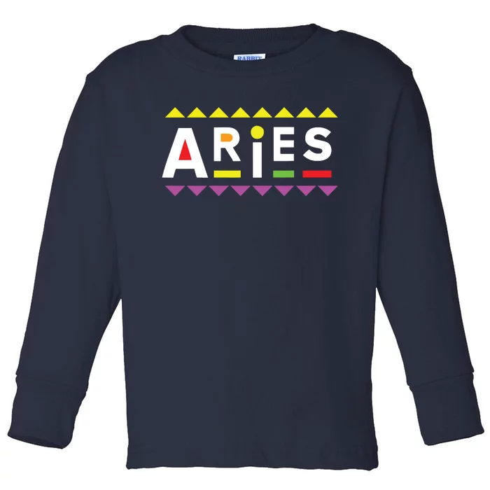 Aries Zodiac Design 90s Style Toddler Long Sleeve Shirt